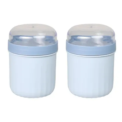 Image de Kesper 30081 | Lot de 2 pots à yaourt, couleur bleu, KST, avec un compartiment supplémentaire pour les céréales et autres garnitures