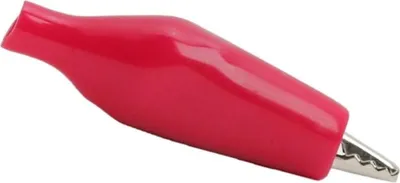 Produktbild von 10x Mini-Krokodilklemme Rot - 5A Isolierte Krokodilklemme - Prüfklemme für Elektronik (28 mm) - 10 Stück [05186PI].
