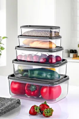 Produktbild von Hermia Concept, EMBSEF05-3581321, Aufbewahrungsbox-Set (5-teilig), 100 % KUNSTSTOFF, Transparent, 22,5 x 15 x 8 cm