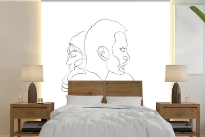 Obrázek produktu pro MuchoWow® Fototapety do obývacího pokoje nebo ložnice tapety vinylové motivy tapety Abstraktní čárové umění objímajícího se páru na náměstí 280x280cm