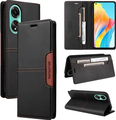 Produktbild von Handyhülle für Oppo A78 4G Hülle, Leder Flip Wallet Kartenfach Stand Schutzhülle Schwarz