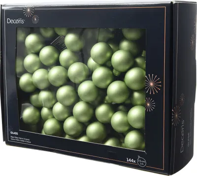 Produktbild von Weihnachtskugeln am Draht 2,5cm Glas 144 Stück - Grüntee matt