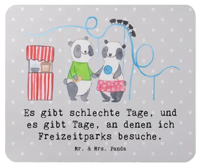 Produktbild von Mr. & Mrs. Panda Mauspad Pandas Freizeitpark besuchen - Grau Pastell - Geschenk, Mouse Pad, pc, Achterbahn fahren, laptop, Mousepad, computer