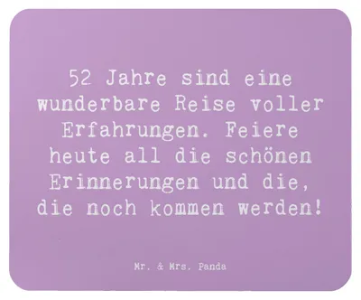 Produktbild von Mr. & Mrs. Panda Mauspad Spruch 52. Geburtstag - Lavendeltraum - Geschenk, Geburtstagsgeschenk, Erinnerungen, Lebensfreude, Erfahrungen, pc, computer mousepad, mousematte