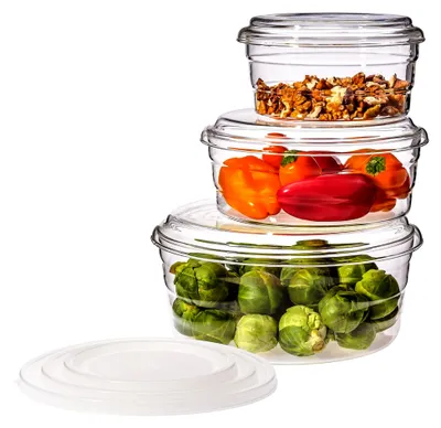 Produktbild von Mikrowellen 3-teiliges Set Centric GP mit Glas- und Kunststoffdeckel (0,5/0,8/1,6 Liter)