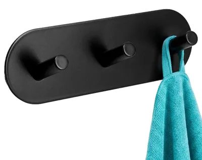 Obrázek produktu pro Storage Solutions | Háček na ručníky samolepicí trojitý - Kov - Černý