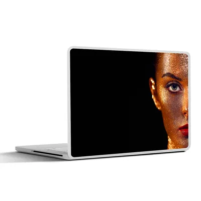 Produktbild von MuchoWow® Laptop Aufkleber Sticker Cover Make-up - Gold - Frau - Luxus - Glitzer - Kunst 30x22 cm - Laptop-Sticker