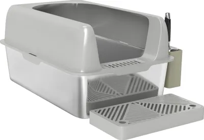Produktbild von Katzentoilette,Katzenklo,Edelstahl,hoheWände,Aufbewahrungsbox,Hellgrau