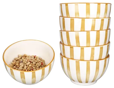 Zdjęcie produktu dla 6x miska na płatki w kolorze leśnej ochry Ø14.3cm 550ml kamionka 6 osób miska deserowa Boże Narodzenie