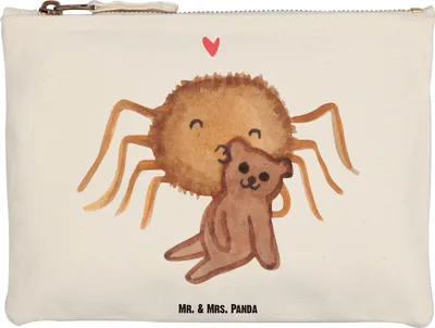 Produktbild von Mr. & Mrs. Panda Mäppchen Spinne Agathe Teddy Grösse XL Große - Weiß - Geschenk, Pouch, Schlampermäppchen, Verliebt, Dankeschön, Treue, Freundschaft, Federmappe