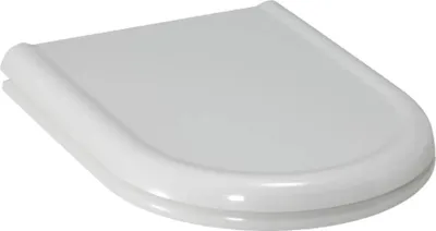 A white toilet seat lid is shown from a diagonal angle against a white background.
