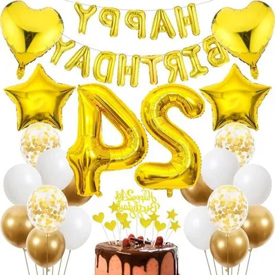 Immagine prodotto di Decorazione torta dorata per la festa del 24° compleanno di un uomo o una donna
