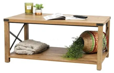 Image de Table basse en bois "Jane" - Marron - L 100 x l 55 x H 46 cm