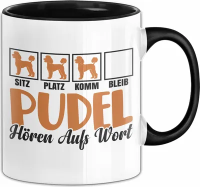 Produktbild von Pudel Hören Aufs Wort Tasse Geschenk Pudel Besitzer Mama Becher (Schwarz)