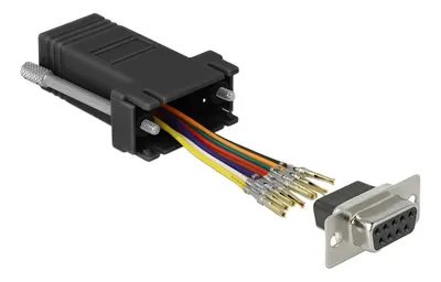 Productafbeelding van Adapter, Sub-D 9-polig (vrouwelijk) naar RJ45 (vrouwelijk). Montageset, zwart, van Delock