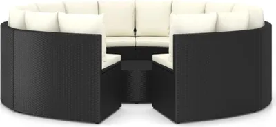 Produktbild von vidaXL 9-tlg. Garten-Sofagarnitur mit Auflagen Poly Rattan Schwarz