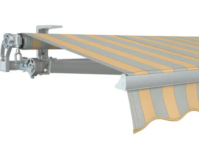 Produktbild von SOLUNA Gelenkarmmarkise Concept 4x2 Stoff Dessin 6676 Gestell Silber E6EV1 eloxiert Antrieb links inkl. Kurbel