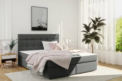Produktbild von Kaiser Möbel  Boxspringbett mit matratze und bettkasten, Schlafbett FADO stoff Sawana Schwarz 120x200 cm