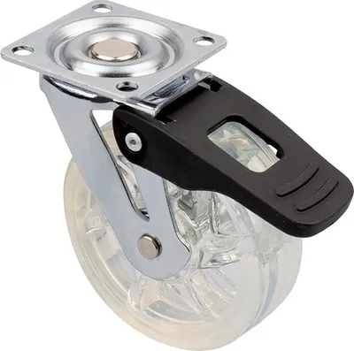 Image de Roulette de meuble TOP O75mm transparent avec frein