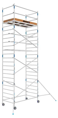 Imagen del producto de Andamio móvil - Ancho de 135 cm - Altura de trabajo de 8,2 metros - Estructura de aluminio - Plataforma de madera - Andamio de construcción