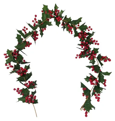 Image de Guirlande de Noël avec des baies rouges, 170 cm, en houx artificiel, pour intérieur et extérieur
