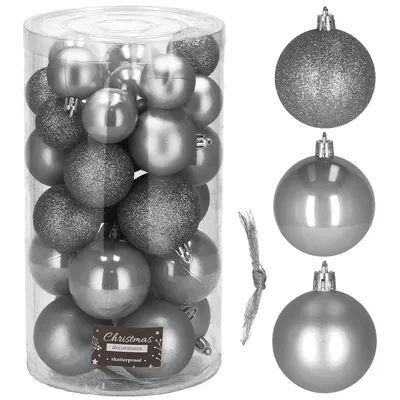 Image de Boule de Noël Boule artificielle 30 pièces incassable Boule de Noël scintillante matte brillante Décoration de Noël