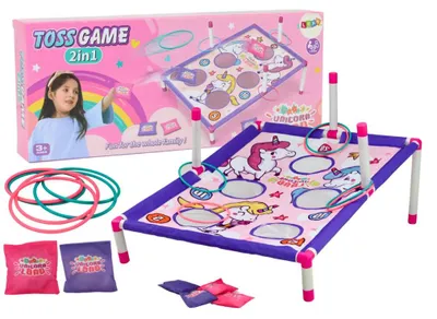 Produktbild von 2-in-1-Sackwurfspiel mit Einhorn-Spielbrett