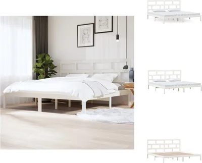 Produktbild von vidaXL Massivholzbett Weiß Kiefer 200x200 cm -  Betten & Bettgestelle