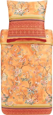 Produktbild von Bassetti Mako-Satin Bettwäsche-Garnitur Pallanza Farbe Orange-O1 Größe 200x200 + 2x 80x80 AL