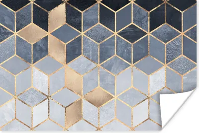 Produktbild von MuchoWow® Poster Würfel - Gold - Muster 90x60 cm - Schlafzimmer