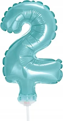 Immagine prodotto di Palloncini in foil numerici - 2 - AZZURRO 12,5 cm con supporto
