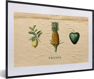 Produktbild von MuchoWow® Gerahmtes Poster Obst - Lebensmittel - Ananas 60x40 cm - Poster mit Schwarzem Bilderrahmen Wandposter Rahmen Foto Bilder - Schlafzimmer - Plakat in Rahmen - Drucken