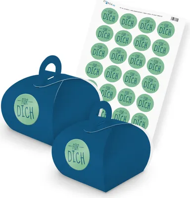 Produktbild von itenga SET FÜR DICH (Motiv 9) 24x Geschenkschachtel mit Griff dunkelblau + Stick