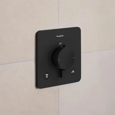 Image de robinet thermostatique encastré Hansgrohe Ecostat Comfort Q pour 2 points de puisage, finition noir mat