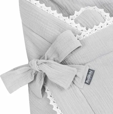 Produktbild von Bellochi 2in1 Baby Einschlagdecke Babyhörnchen - 75 x 75 cm - 100% Musselin Wickeldecke - für Kinderwagen, Babybett oder Kindersitz - Ganzjährig - - Grau
