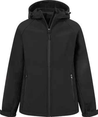 Produktbild von Mivaro Kinder Softshelljacke mit Kapuze in Schwarz - wasserdicht & winddicht, atmungsaktive Übergangsjacke, Größen 110/116 bis 158/164