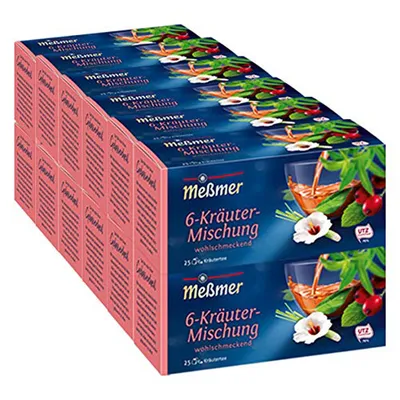 Zdjęcie produktu dla Meßmer mieszanka 6 ziół herbata ziołowa aromatyczna 50g opakowanie 12 szt