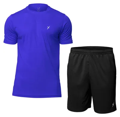 Produktbild von CFLEX Herren Sport-Set (2-teilig) - Fitness T-Shirt & Shorts - Sportswear Collection Royalblau-Schwarz L