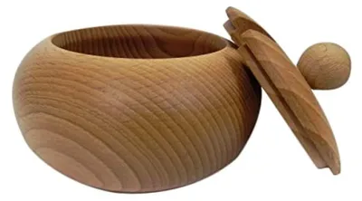 Zuckerdose aus Holz mit Deckel und Löffel, Ø 12,7 cm