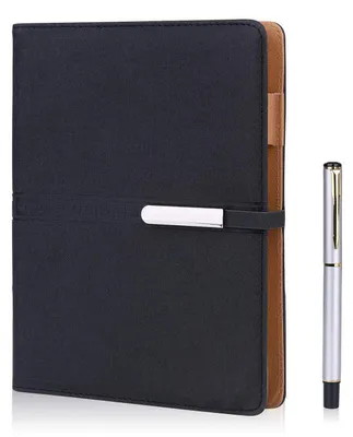 Image de Cahier A5 ligné, à 6 anneaux, rechargeable, couverture rigide, porte-stylo, 100 feuilles, noir