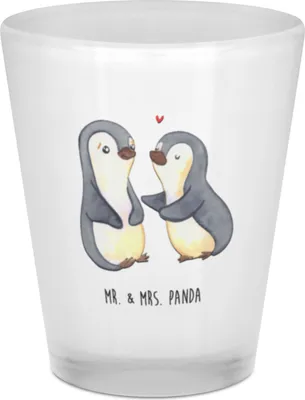 Produktbild von Mr. & Mrs. Panda Schnapsglas Pinguine trösten - Transparent - Geschenk, Freund, Shot Glas, Hochzeitstag, Hocheitstag, Likör, Likörglas, für Partner, Freundin, Stamper