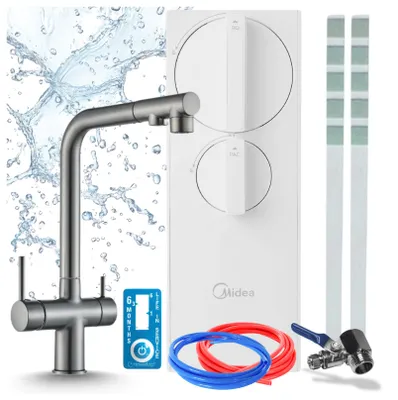 Produktbild von Untertisch-Wasserfiltersystem Ari Ro5 400 Gpd, Tanklos, 3-Wege-Küchenarmatur Mit Ausziehbarem Auslauf, Perlator, Keramikventil, Messing, Chrom