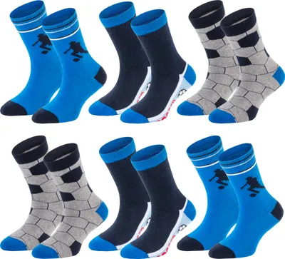Produktbild von TippTexx 24 6 Paar Kinder Socken, handgekettelt, für Mädchen & Jungen, Soccer, Größe 35-38