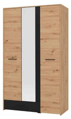 Produktbild von Lavagnoo - Kleiderschrank 3 Türen, 119x53 cm Eiche Braun, Kleiderstange