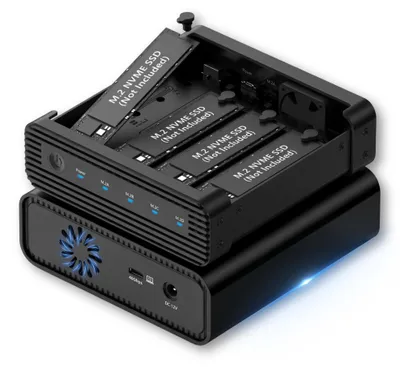 Produktbild von REAGLE Externes M.2 NVMe SSD Gehäuse für 4 Festplatten, USB-C 3.2 Gen 2, 10 Gbit/s, Aluminium-Gehäuse mit Lüfter, bis 32 TB, für PC und Mac
