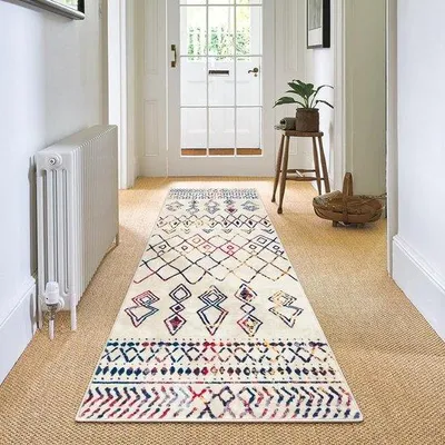 Immagine prodotto di Tappeto Unyqoos® 60 x 240 cm – Tappeto antiscivolo e lavabile per la cucina, realizzato in morbida microfibra con un design geometrico multicolore