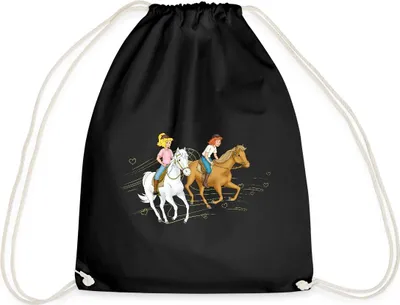 Produktbild von Spreadshirt Bibi Und Tina Ausritt Mit Amadeus Und Sabrina Turnbeutel, One size, Schwarz