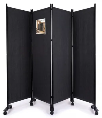 Produktbild von VOUNOT® Paravent Raumteiler 4 Teilig auf Rollen Freistehend 228 x 30 x 164 cm Anthrazit