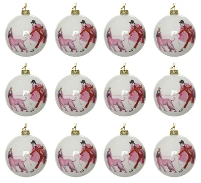 Produktbild von Weihnachtskugeln Kunststoff 8cm mit Motiv 12er Set - Weiß