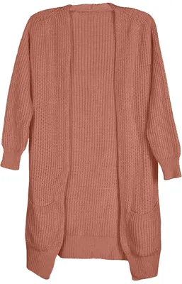 Produktbild von styleBREAKER Damen Grobstrick Cardigan mit aufgesetzten Taschen, Strickjacke ohne Verschluss, Strickmantel, Onesize 08010064